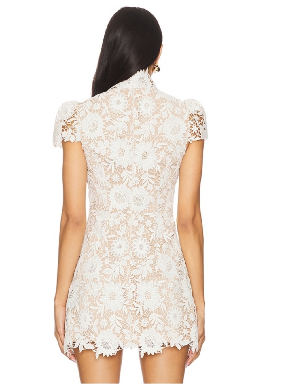 REVOLVE & Stone Cold Fox - Amy Dress White Floral Lace High-Neck Mini - Picture 2 of 5